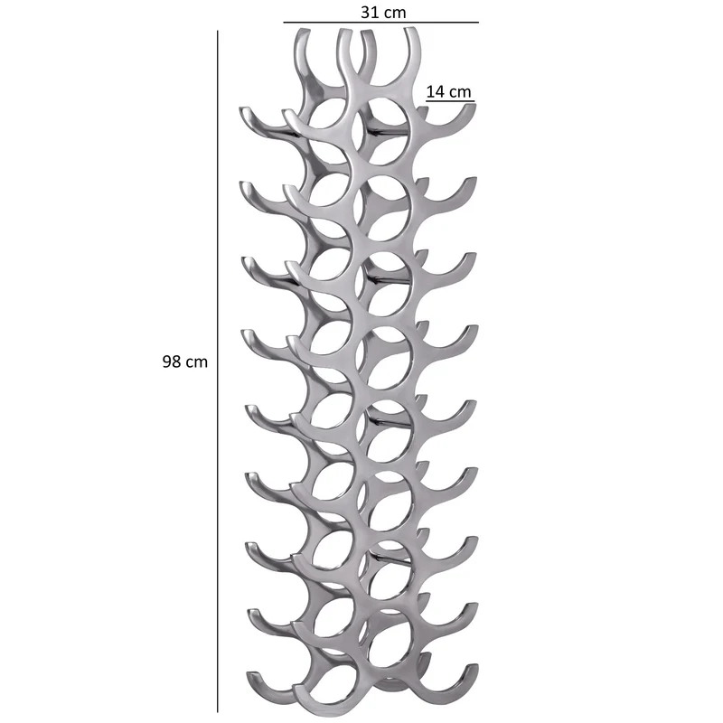 Weinregal Aluminium 27 Flaschen Silber 31x98x14cm modern Küche