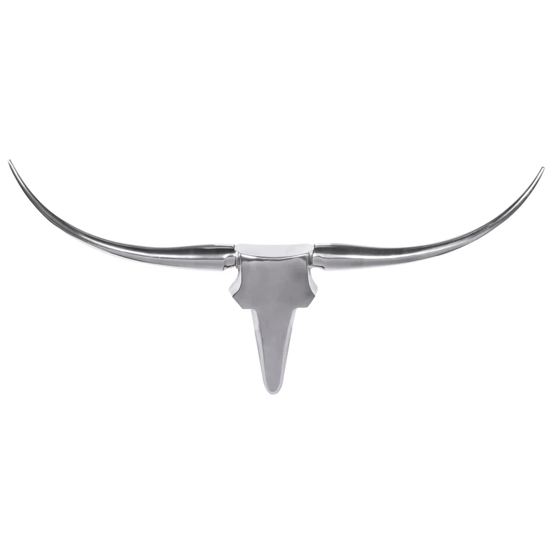 Deko Geweih Bull M Silber 100cm Aluminium Stierkopf Modern