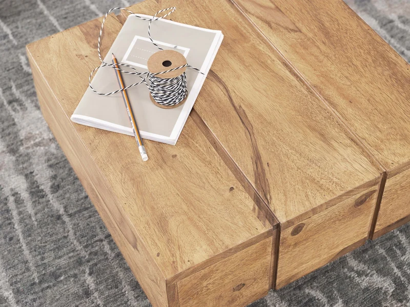 Beistelltisch Akazie Massivholz 44x44x30cm Landhaus Cube quadratisch