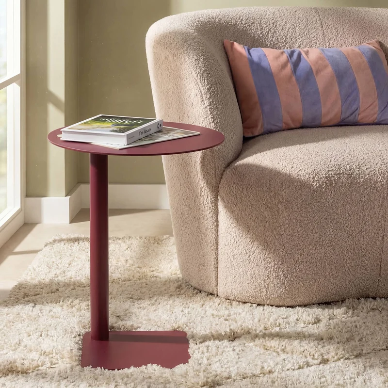Beistelltisch SUNNY 50 Modern Stahl rund Schwarz Taupe oder Rot