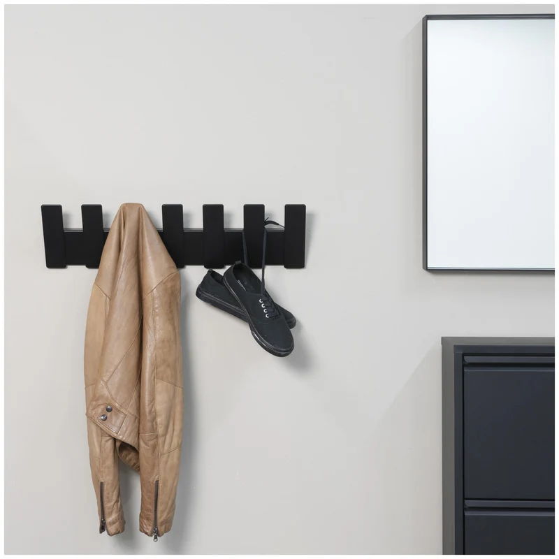 ANGLE 7 Wandgarderobe Hakenleiste, Minimalistischer Stahl, von Spinder