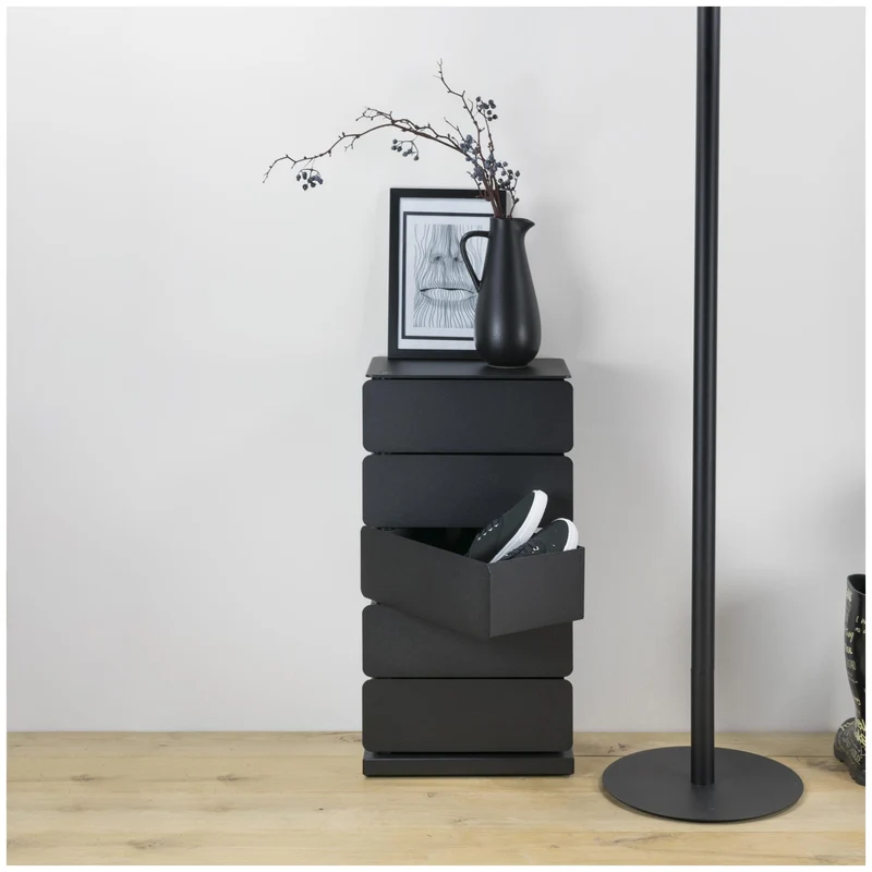 Spinder JOEY 5 Dresser: Minimalistischer Stahl-Schuhschrank, Schwarz