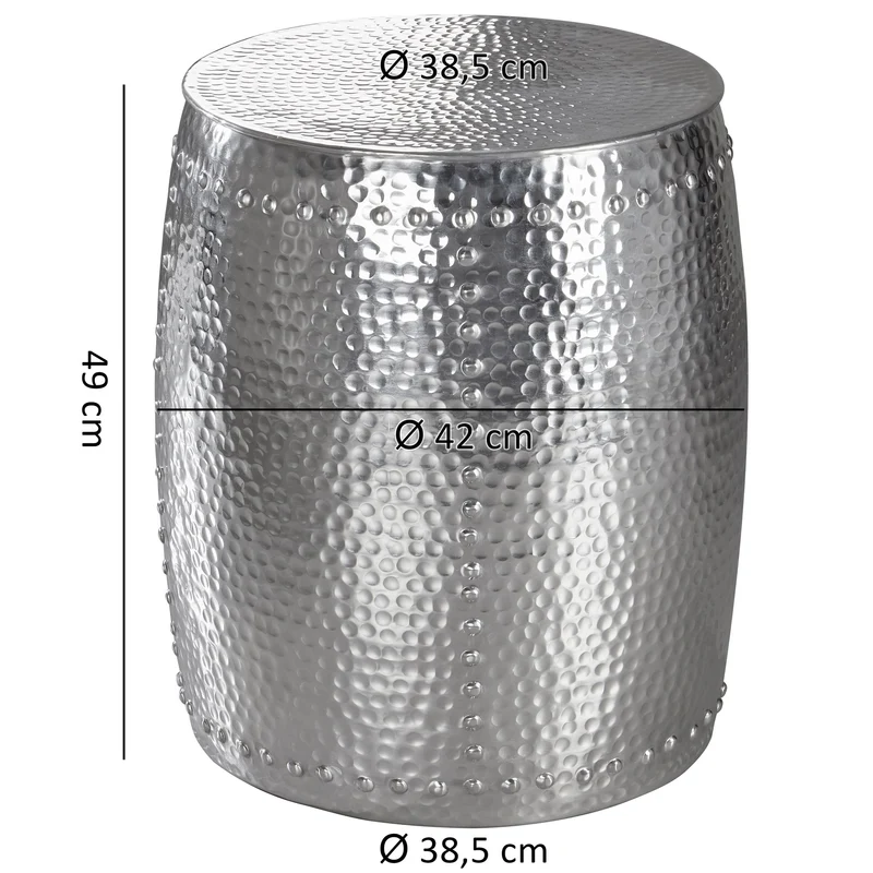 Beistelltisch Aluminium Silber orientalisch rund 42x49x42cm modern