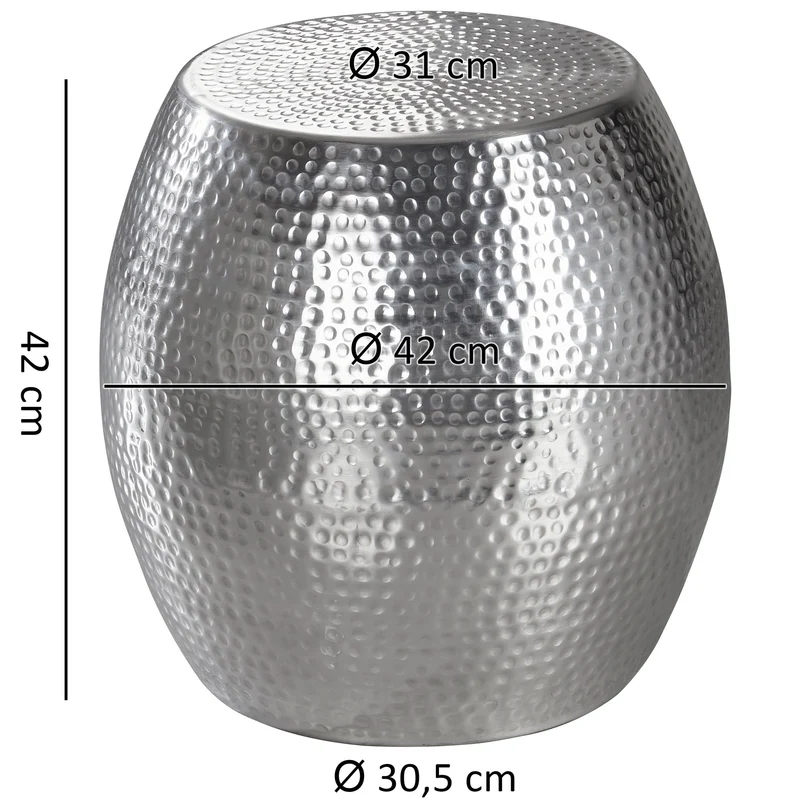 Beistelltisch Aluminium Silber Rund Orientalisch Hammerschlag 42x42x42cm