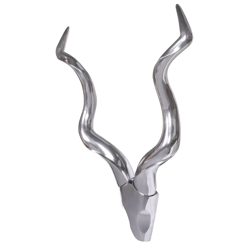 Hirschgeweih Wanddeko 80cm Aluminium Silber Landhausstil modern