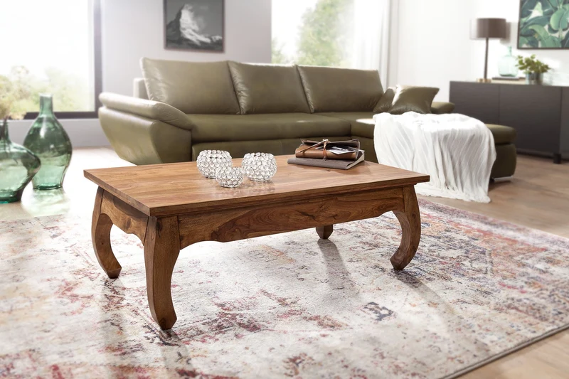 Couchtisch Sheesham Massivholz 110cm Landhausstil Dunkelbraun