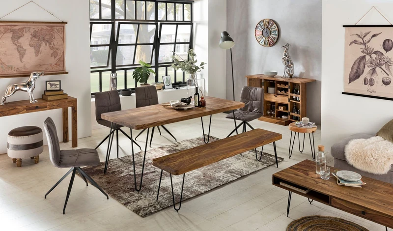 Konsolentisch Mumbai Sheesham 120x40cm mit Schublade Landhaus-Stil