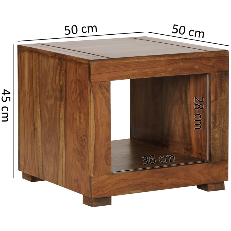 Couchtisch Mumbai Sheesham Massivholz 50cm Dunkelbraun Landhausstil