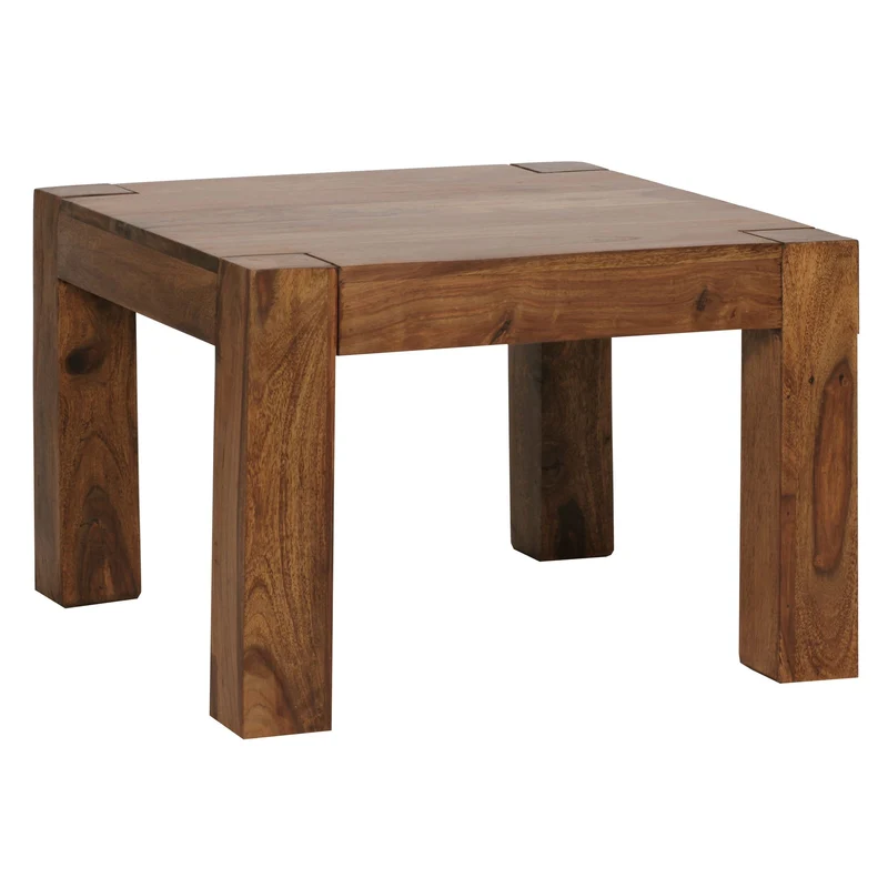 Couchtisch Sheesham Massivholz 60cm Landhausstil Dunkelbraun
