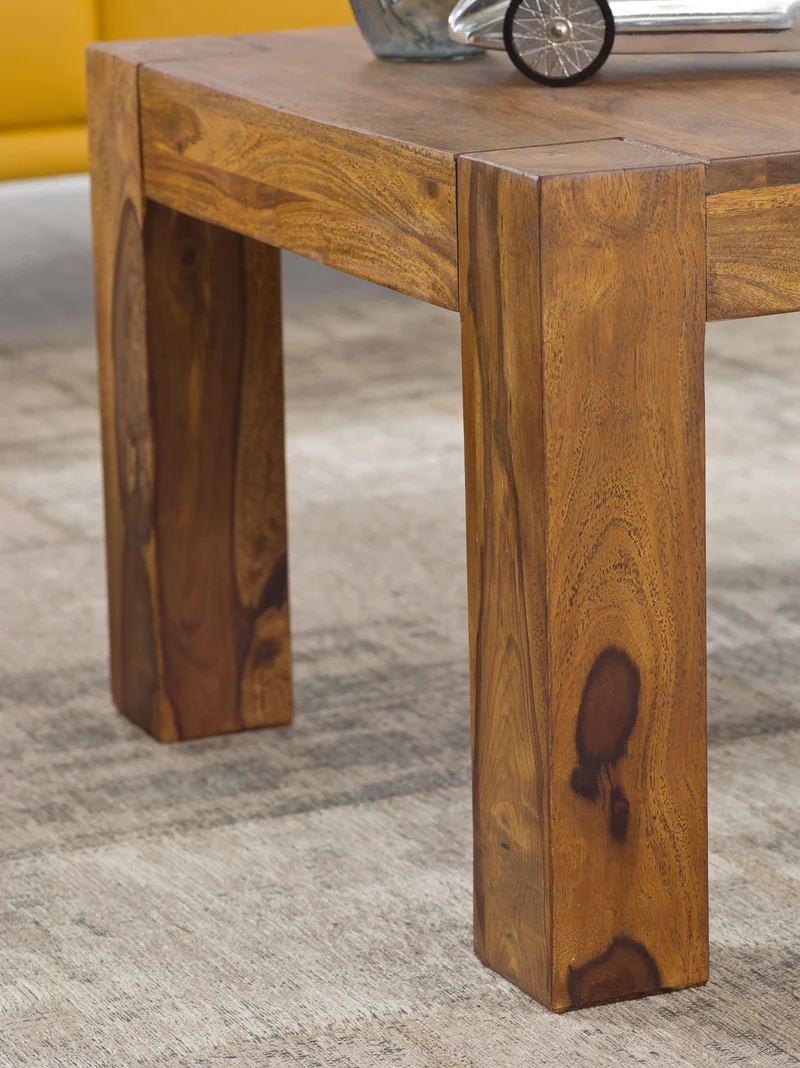 Couchtisch Sheesham Massivholz 60cm Landhausstil Dunkelbraun