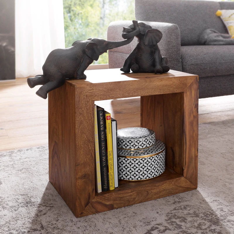 Regal Cube 44cm Sheesham Massivholz Landhausstil Naturprodukt