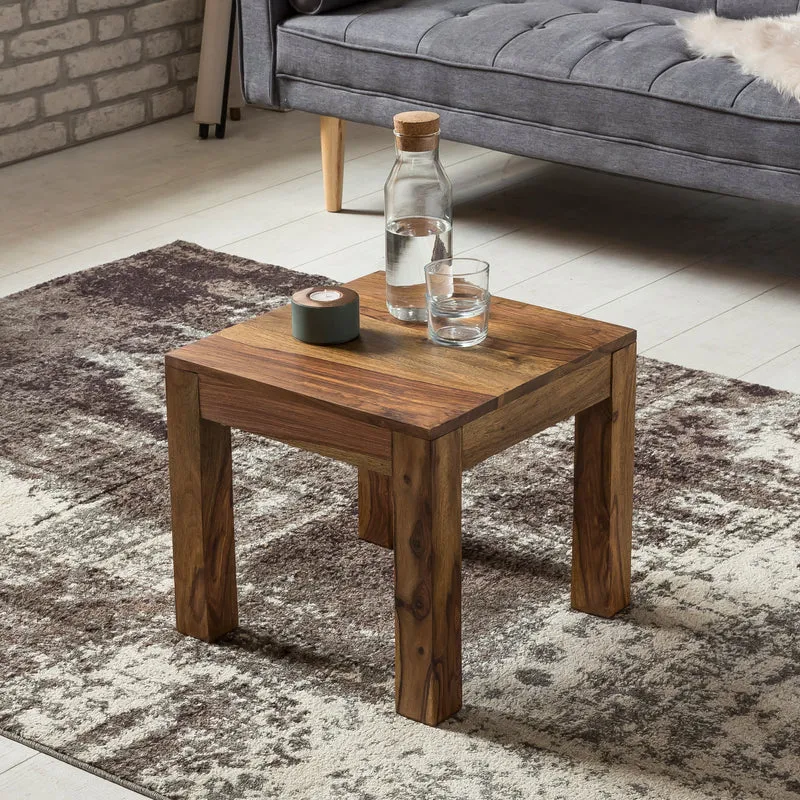Couchtisch Sheesham Massivholz 45x40x45cm braun modern Unikat