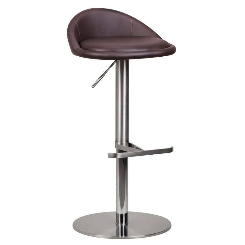 Barhocker WL1.602 höhenverstellbar Edelstahl Braun Drehbar Modern