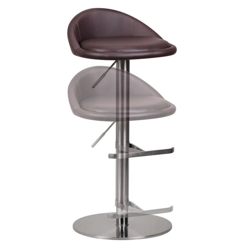Barhocker WL1.602 höhenverstellbar Edelstahl Braun Drehbar Modern