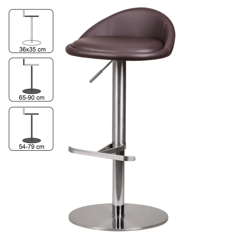 Barhocker WL1.602 höhenverstellbar Edelstahl Braun Drehbar Modern