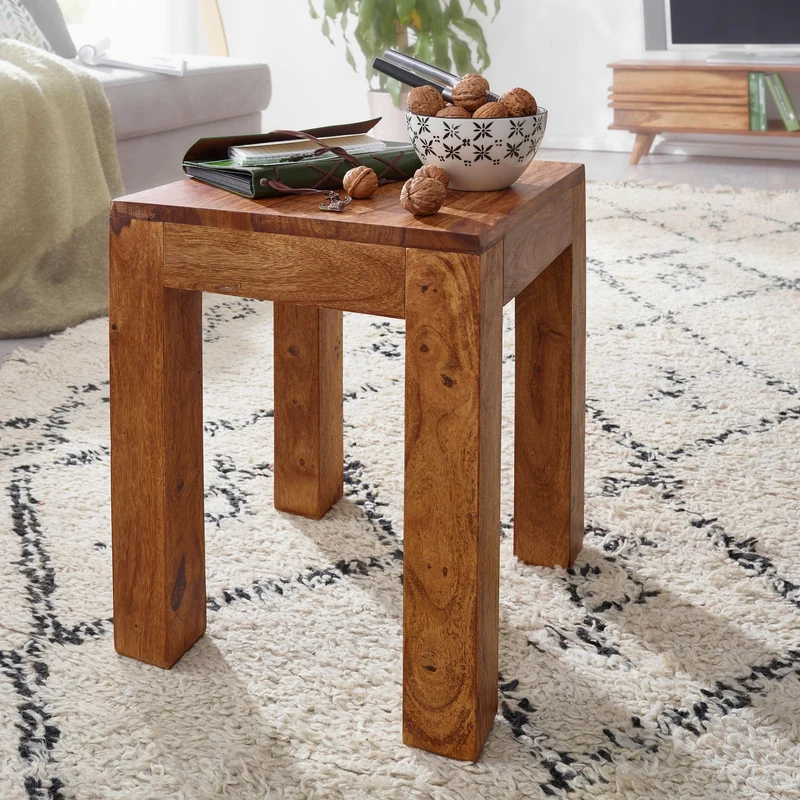 Beistelltisch MUMBAI Sheesham 35x35cm dunkelbraun Landhausstil