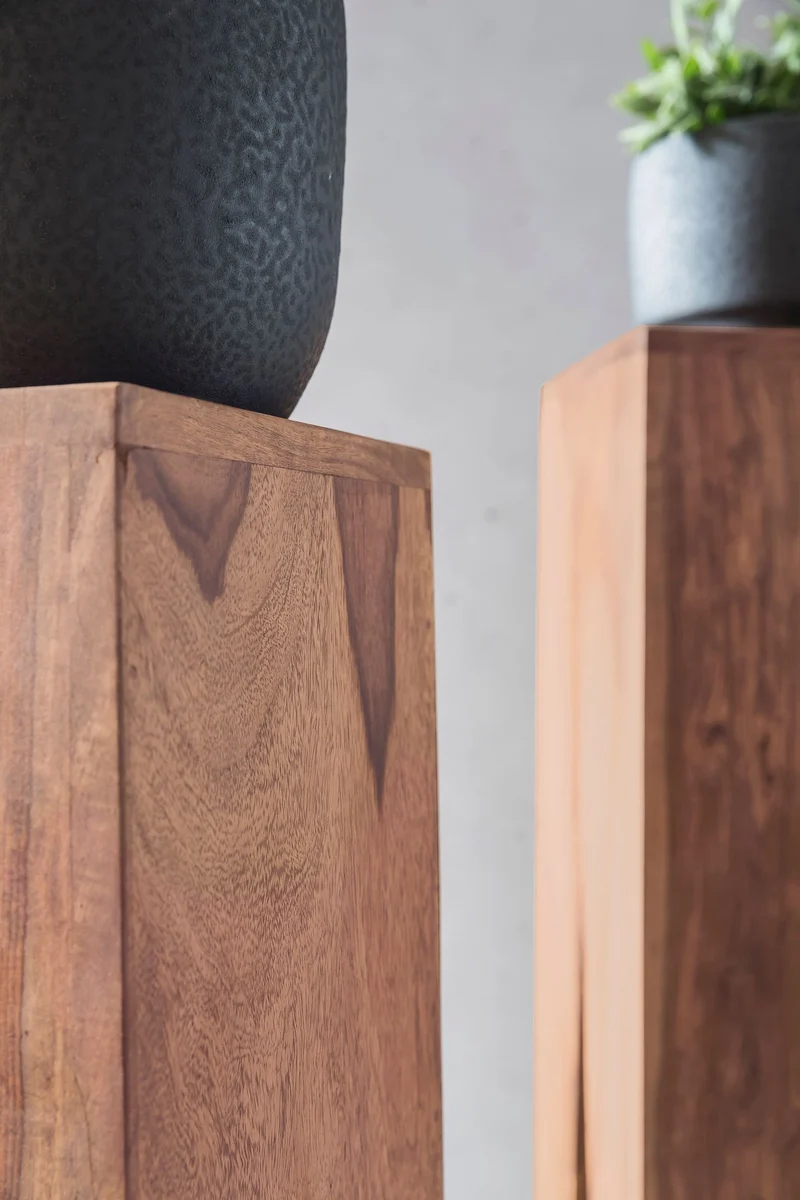 Beistelltisch 3er Set Akazie Massiv Quadratisch Modern Wohnzimmer