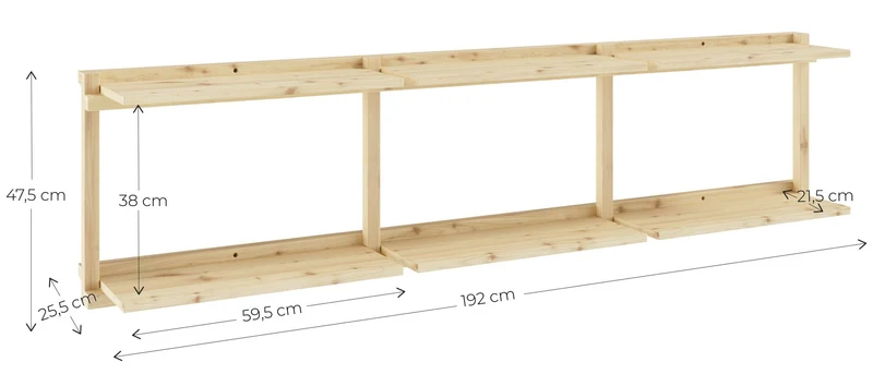Regal GROOVE SHELVING Kiefer Natur unbehandelt in 3 Größen von Karup