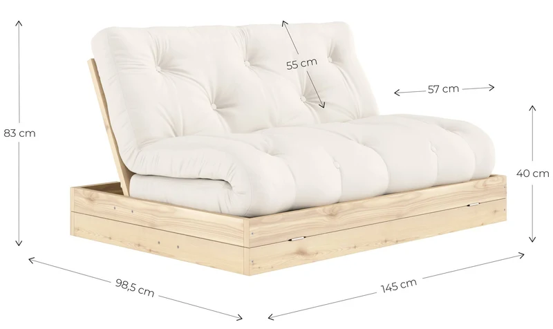 Schlafsofa FLIP Sofa Bett Kiefer massiv unbehandelt, von Karup
