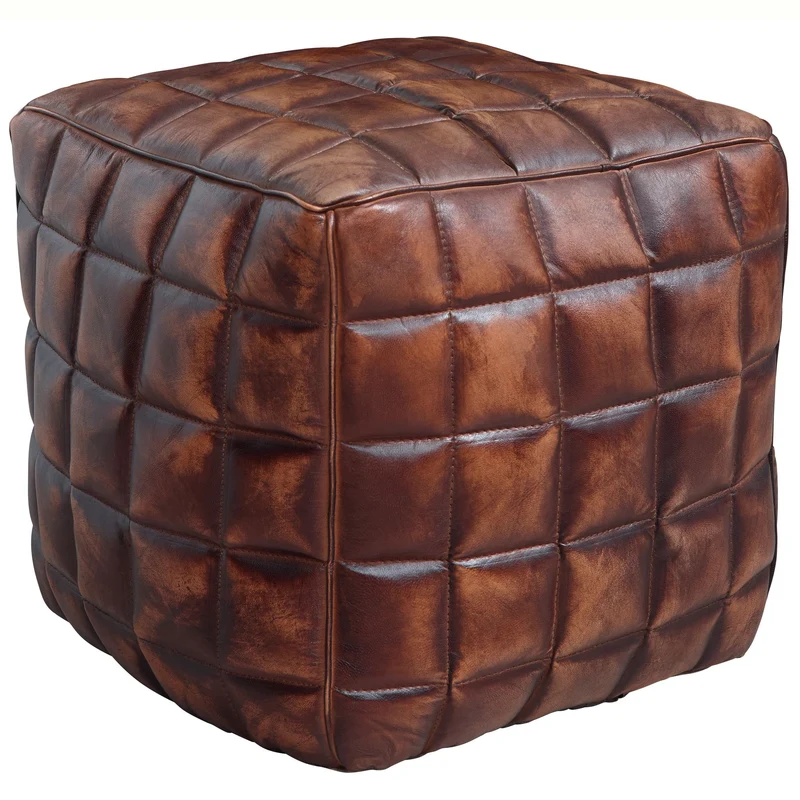Sitzwürfel Echtleder braun 39x41x39cm orientalisch Wohnzimmer Hocker
