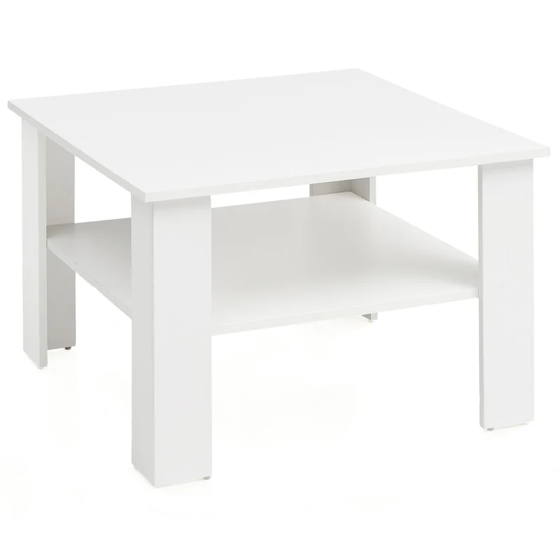 Couchtisch WL5.834 Weiß 60x42x60cm Design Holztisch mit Ablage