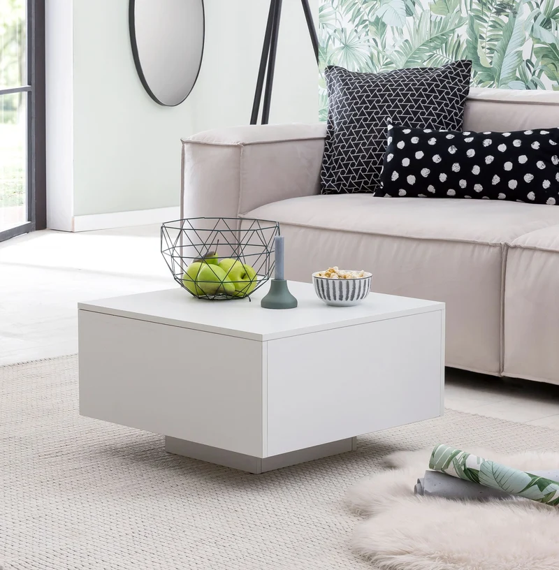 Couchtisch WL5.832 60x60x35,5cm Spanplatte Weiß Modern Quadratisch