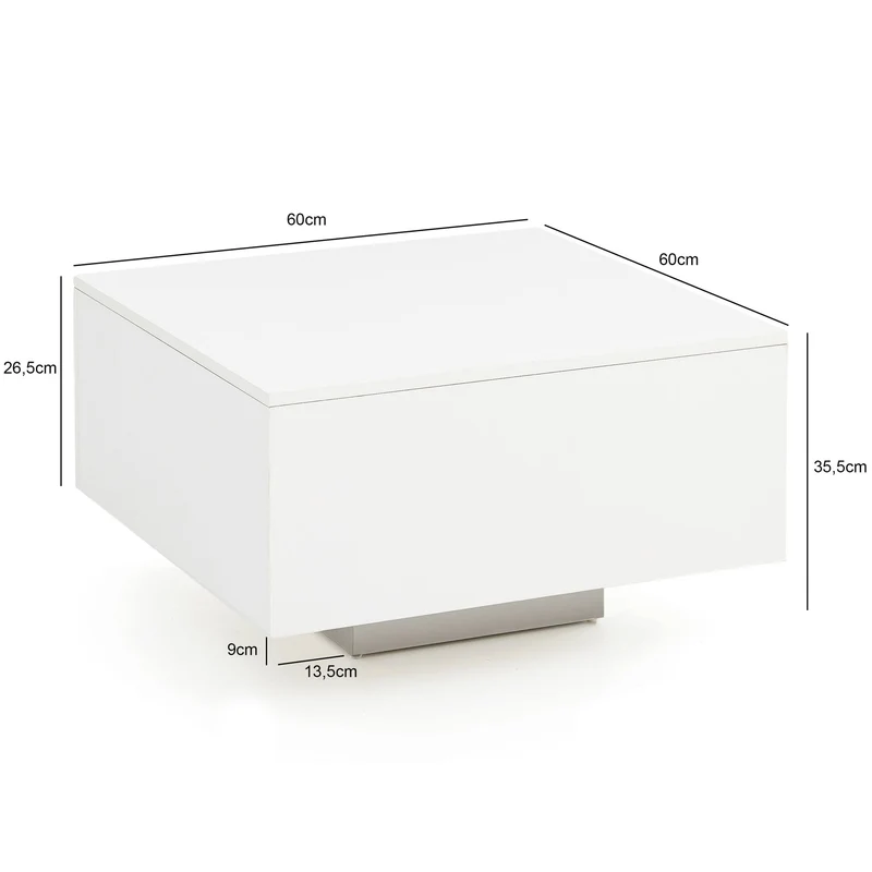 Couchtisch WL5.832 60x60x35,5cm Spanplatte Weiß Modern Quadratisch