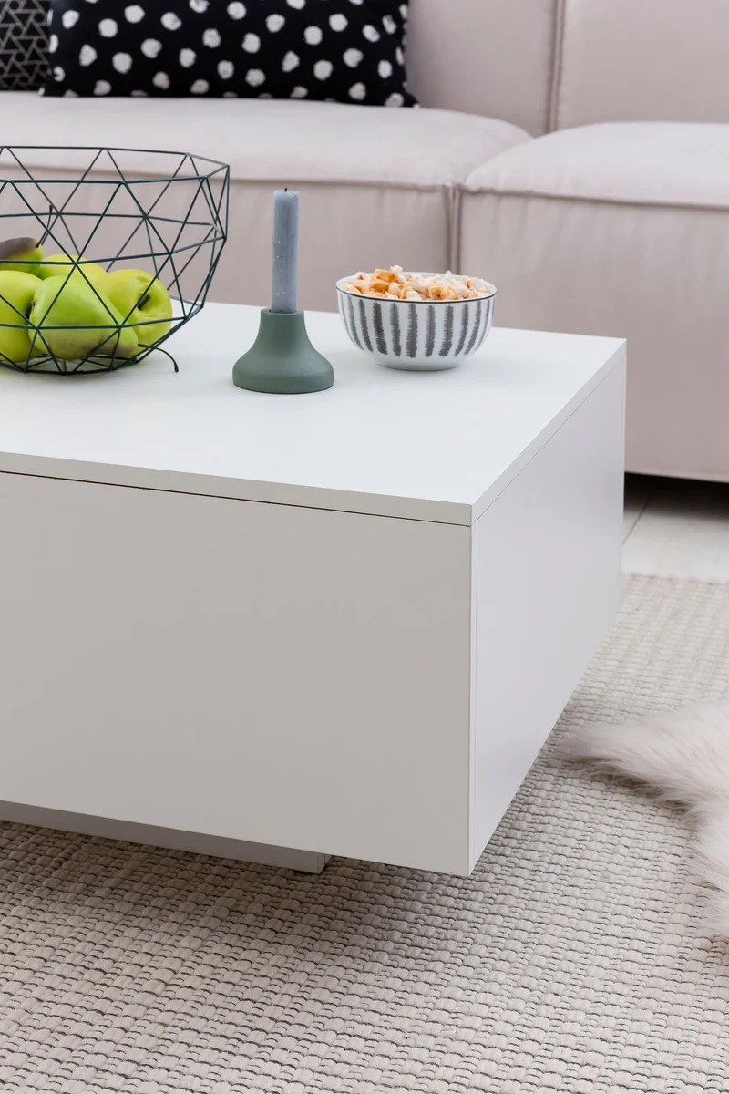 Couchtisch WL5.832 60x60x35,5cm Spanplatte Weiß Modern Quadratisch
