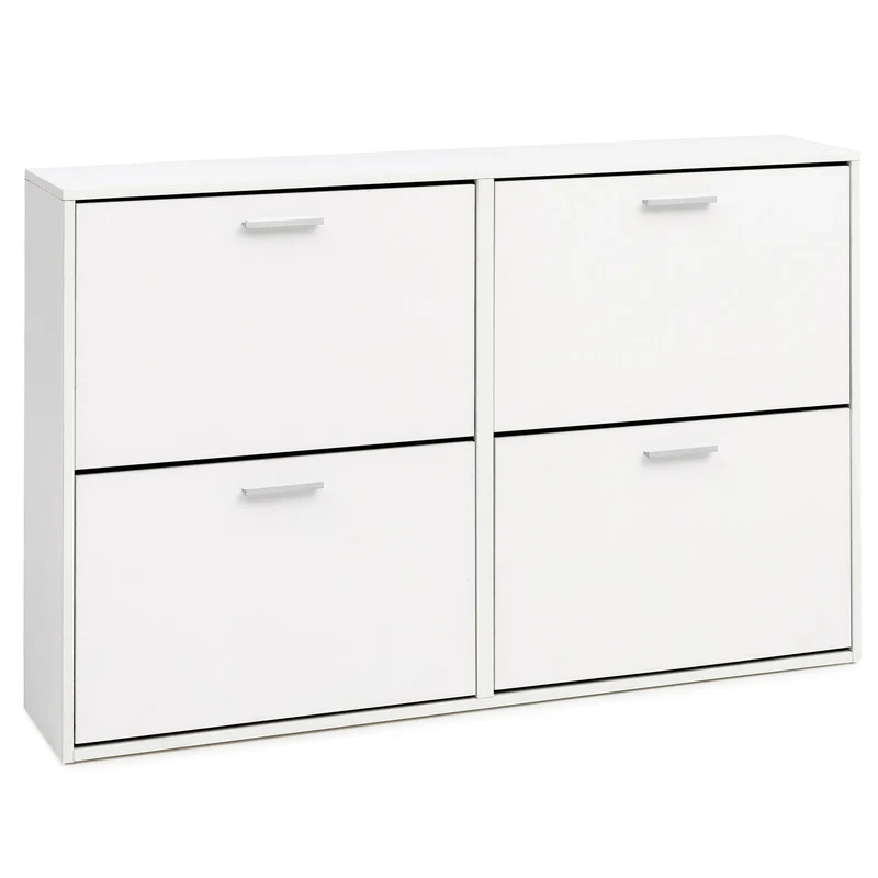 Schuhschrank WL5.829 120x81x24cm Holz Weiß 4 Fächer Flurschrank