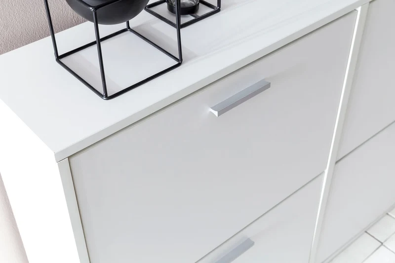 Schuhschrank WL5.829 120x81x24cm Holz Weiß 4 Fächer Flurschrank