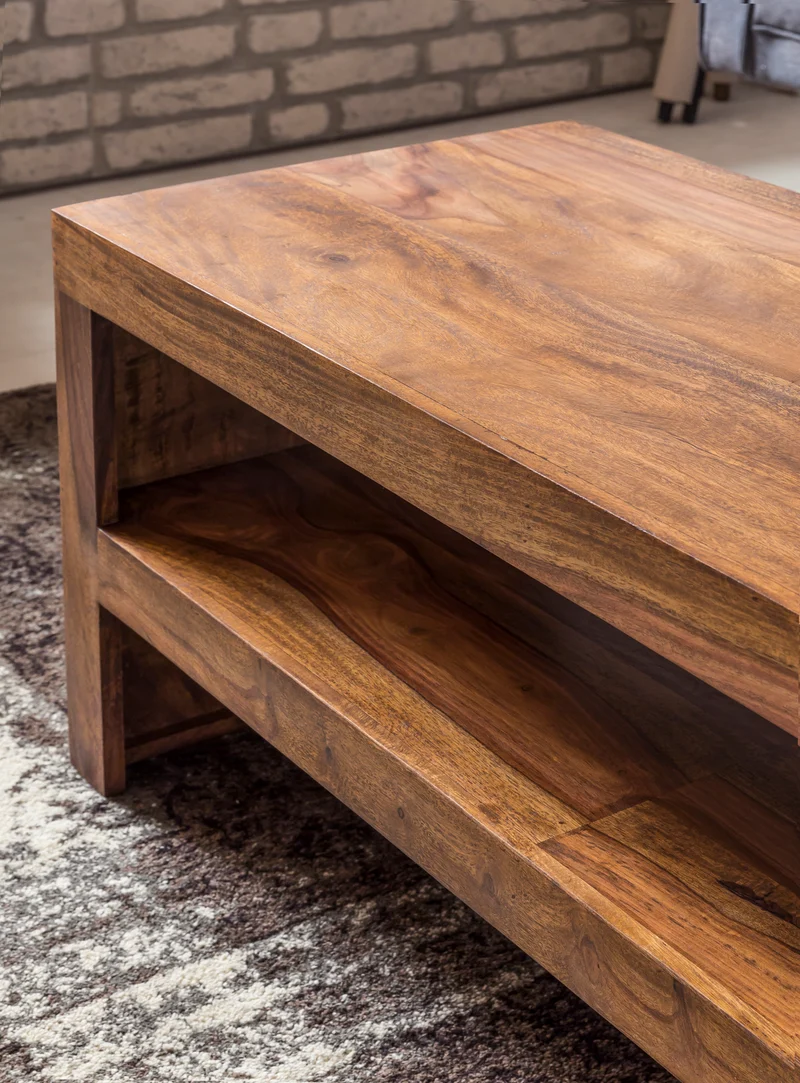 Couchtisch Durban Sheesham 110cm Massivholz Braun Landhausstil