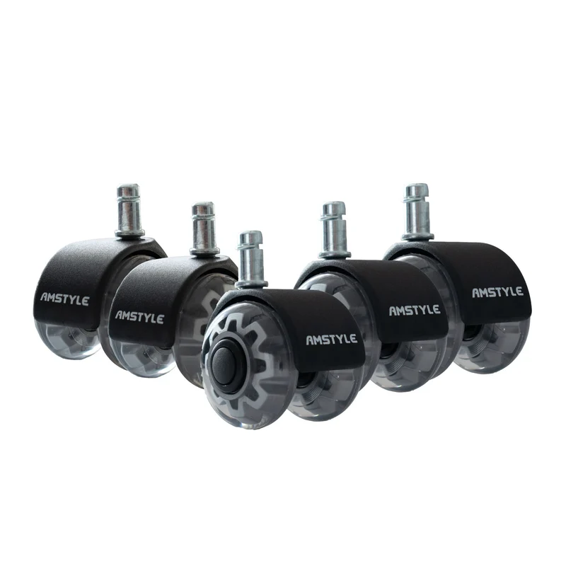 Universal-Schwerlastrollen 5er Set 11mm Stift 50mm Hartboden Silber