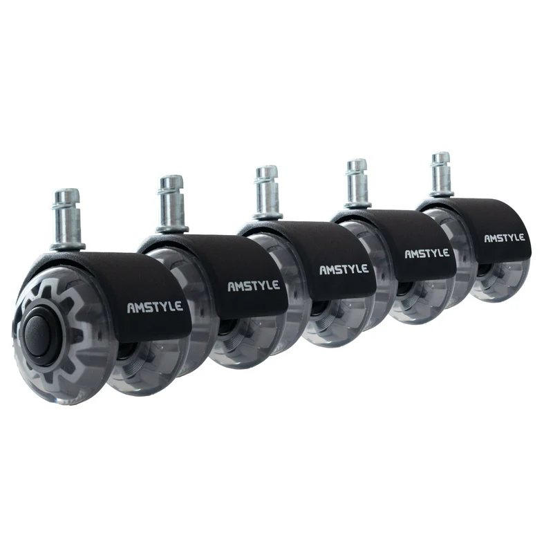 Universal-Schwerlastrollen 5er Set 11mm Stift 50mm Hartboden Silber