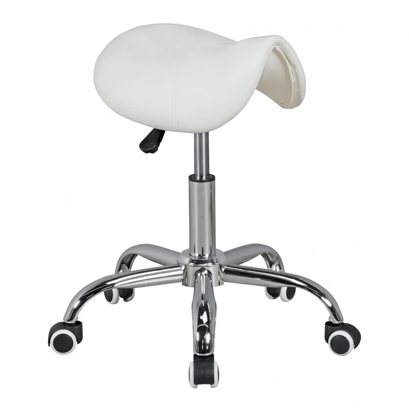 Hocker Menton höhenverstellbar Sattelsitz Kunstleder Weiß