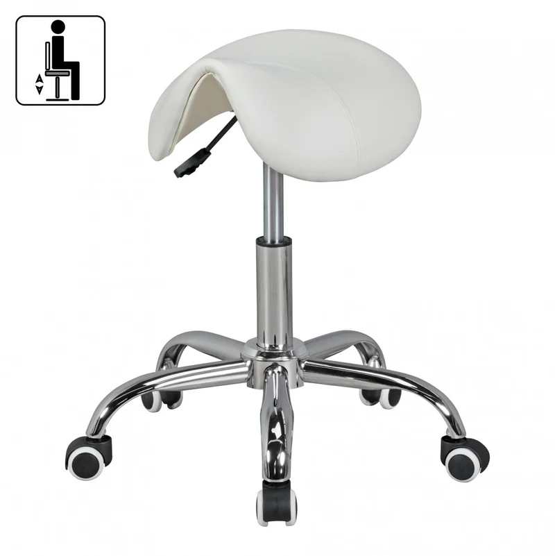 Hocker Menton höhenverstellbar Sattelsitz Kunstleder Weiß