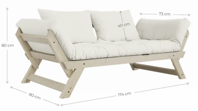 Schlafsofa BEBOP Sofa Kiefer natur lackiert abklappbar von Karup