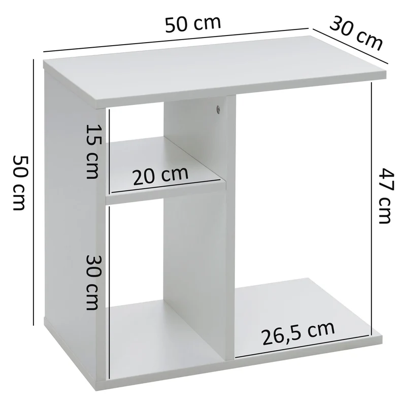 Beistelltisch 50x50x30cm Holz Weiß modern Sofatisch Wohnzimmer