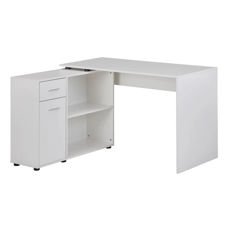 Eckschreibtisch mit Regal Weiß 120x75,5x106,5cm Modern Home Office