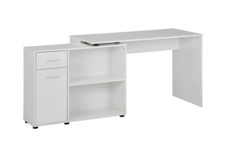 Eckschreibtisch mit Regal Weiß 120x75,5x106,5cm Modern Home Office