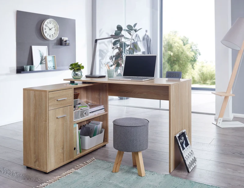Eckschreibtisch mit Regal Sonoma 120x75,5x106,5cm Modern Home Office