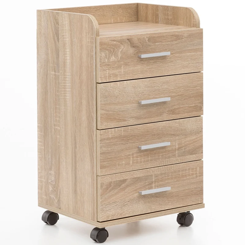 Rollcontainer WL5.749 40x70,5x33cm Sonoma 4 Schubladen Bürocontainer