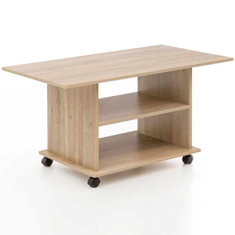 Couchtisch WL5.739 Sonoma drehbar mit Rollen Holz Stauraum 95x51x54,5cm