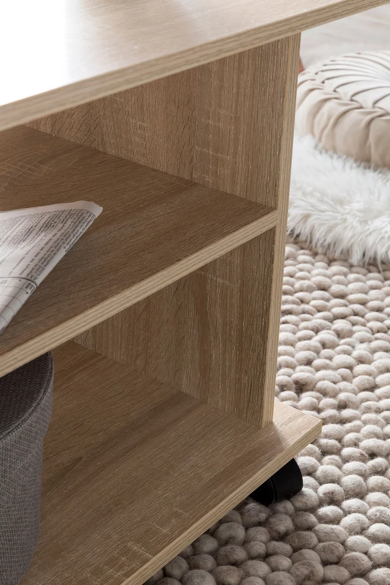 Couchtisch WL5.739 Sonoma drehbar mit Rollen Holz Stauraum 95x51x54,5cm