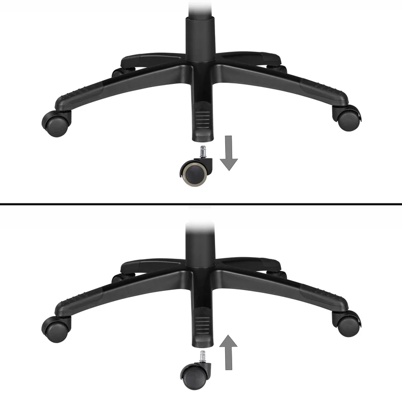 Bürostuhlrollen Set 5 Stk gebremst 11mm Stift 50mm Schwarz Teppich