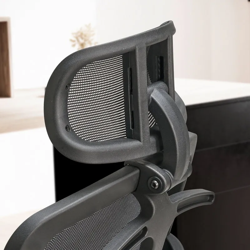 Bürostuhl Schwarz Mesh ergonomisch höhenverstellbar mit Kopfstütze