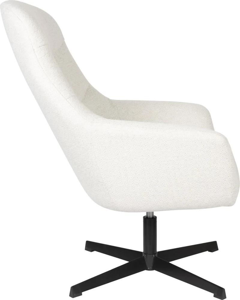 Zuiver Lounge Sessel YUKI drehbar mit angesagten Bouclé Stoff Weiß