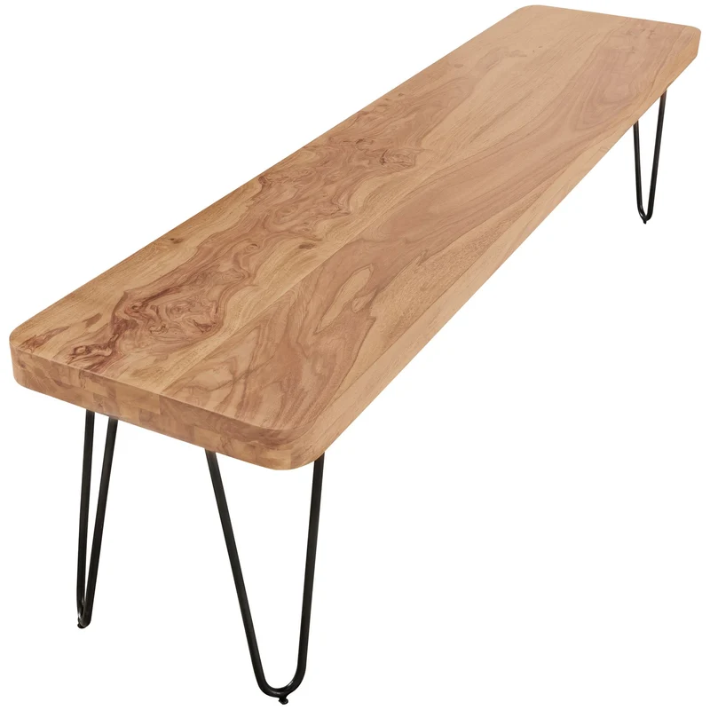 Sitzbank BAGLI 120cm Akazie Massivholz Landhausstil Naturprodukt