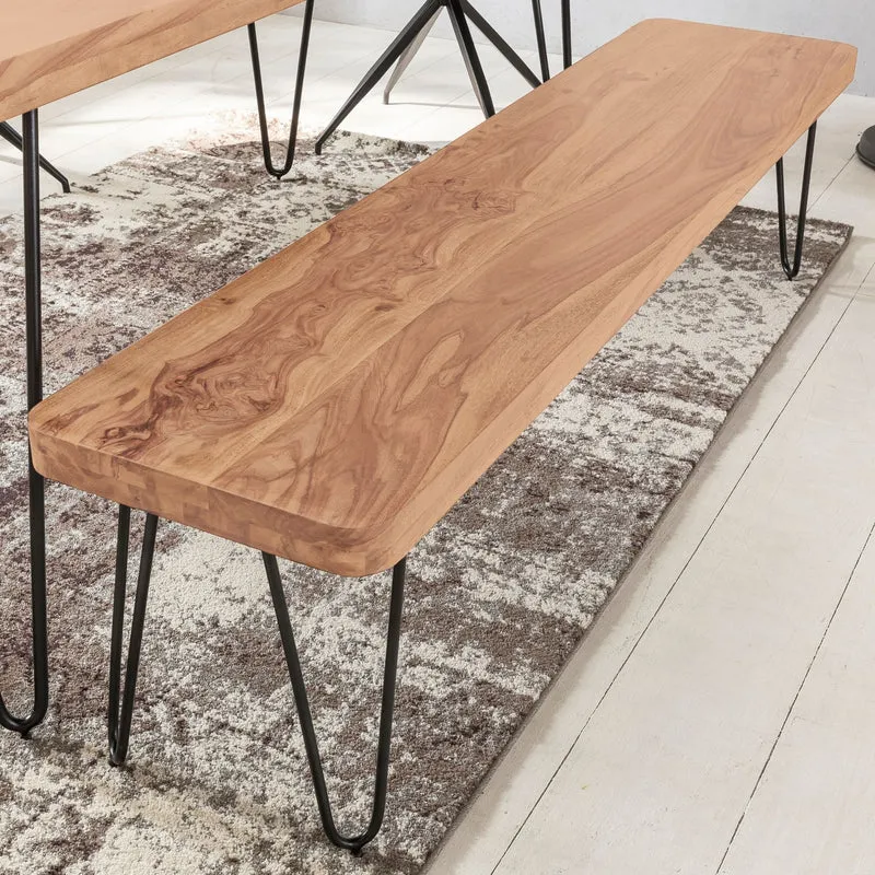 Sitzbank BAGLI 120cm Akazie Massivholz Landhausstil Naturprodukt