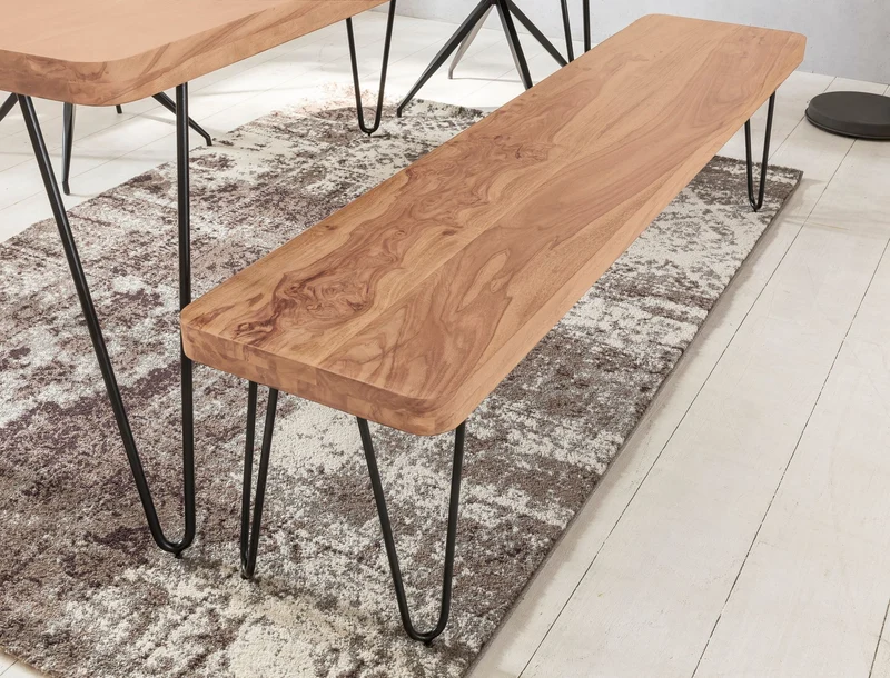 Sitzbank BAGLI 120cm Akazie Massivholz Landhausstil Naturprodukt