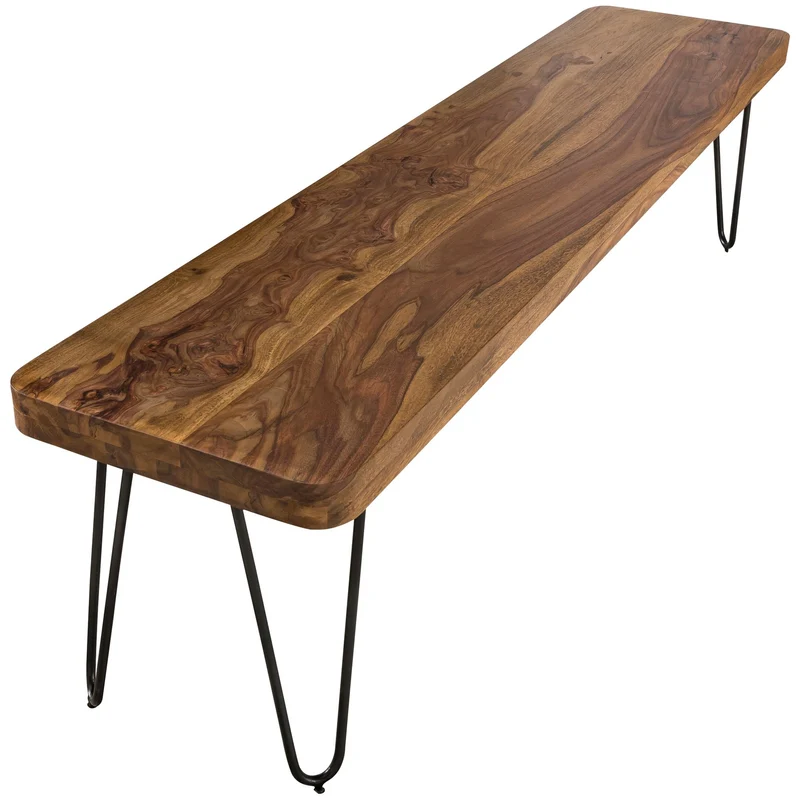 Sitzbank BAGLI 120x45x40cm Sheesham Massivholz Landhausstil Natur